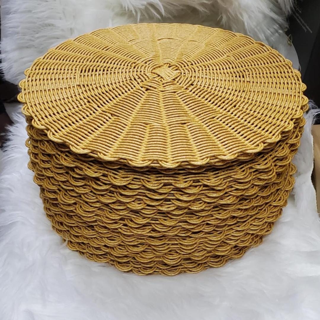 Handmade Rattan Woven Table Mats – Set of 6 | Water Resistant & Oil Proof