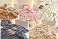 Soft Bubble Flannel Fleece Throw Blanket – Queen/King Size 180x200cm | Double Face Cozy Faux Fur