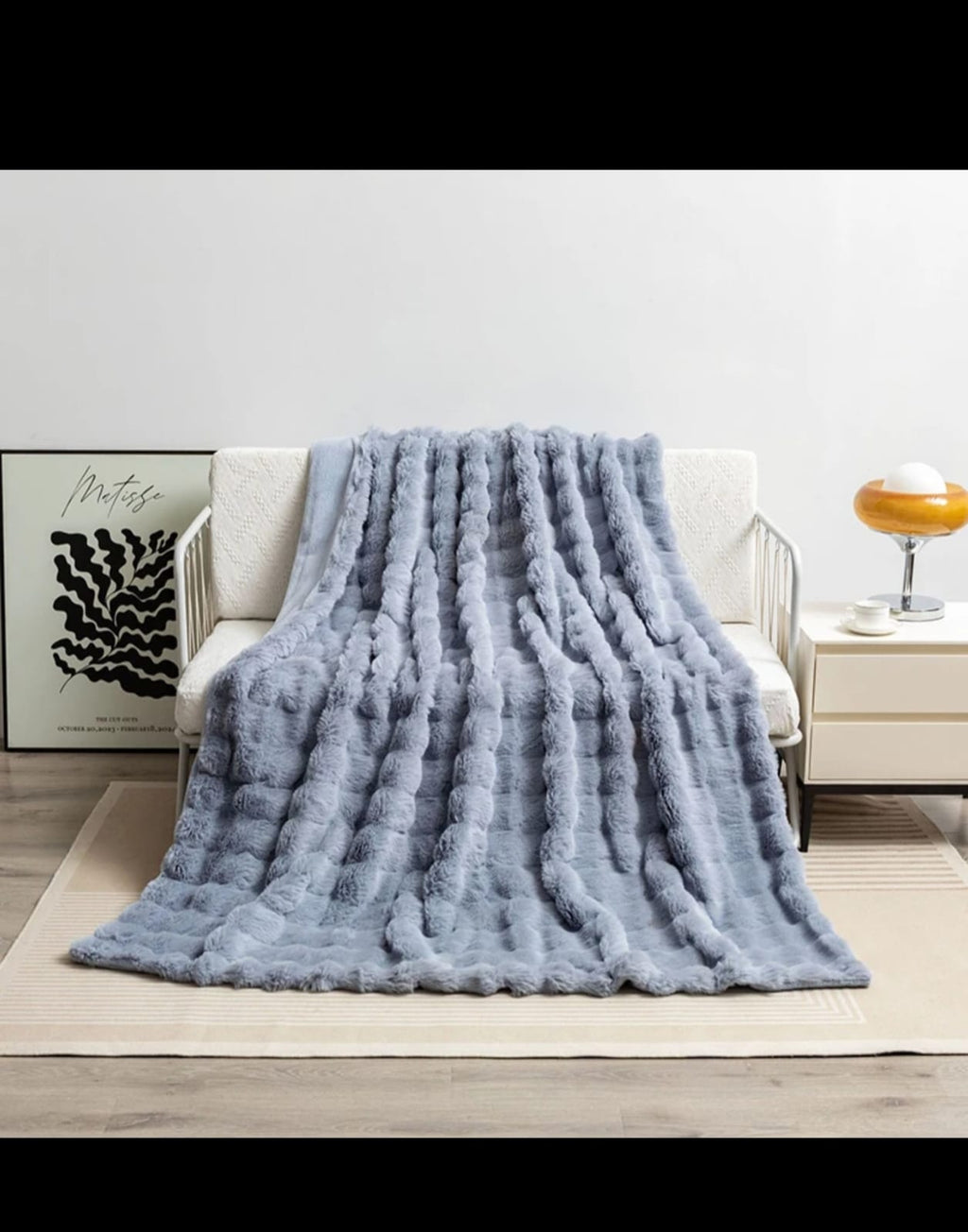 Soft Bubble Flannel Fleece Throw Blanket – Queen/King Size 180x200cm | Double Face Cozy Faux Fur