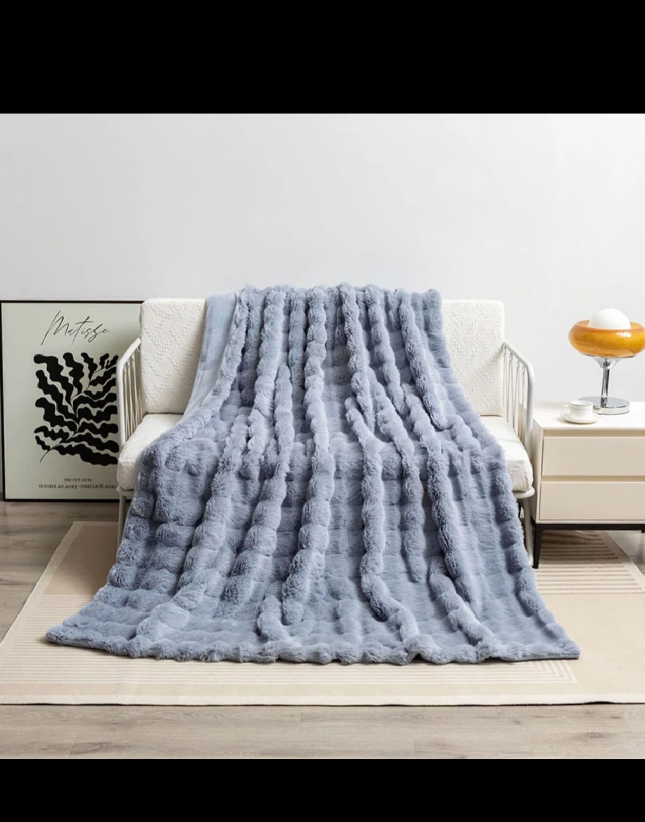 Soft Bubble Flannel Fleece Throw Blanket – Queen/King Size 180x200cm | Double Face Cozy Faux Fur