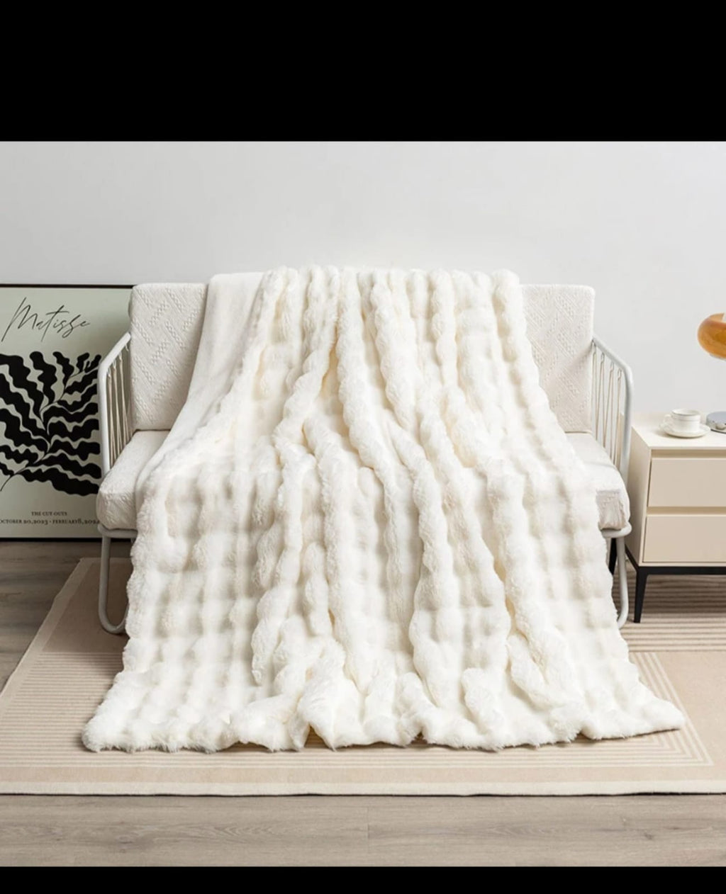 Soft Bubble Flannel Fleece Throw Blanket – Queen/King Size 180x200cm | Double Face Cozy Faux Fur