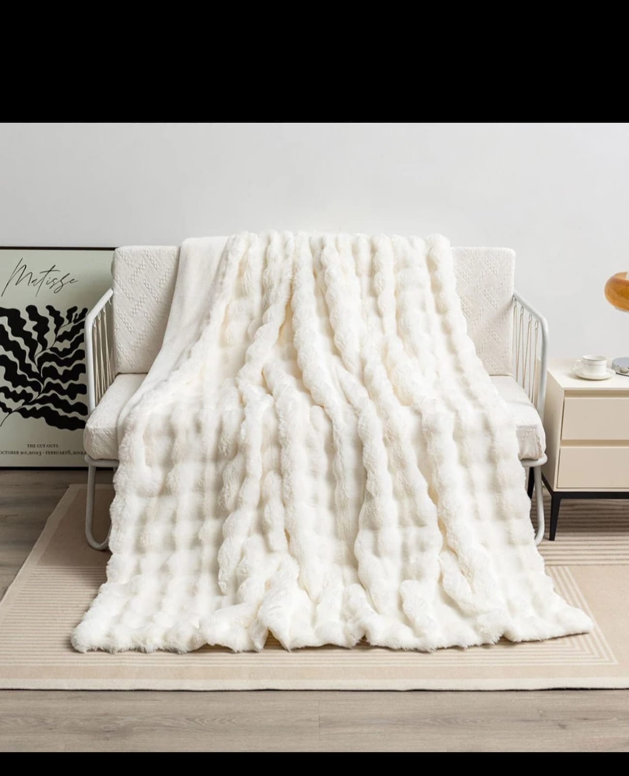 Soft Bubble Flannel Fleece Throw Blanket – Queen/King Size 180x200cm | Double Face Cozy Faux Fur