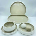 27pc Elegant European Double Glaze Porcelain Dinner Set – Beige & White | Serves 6