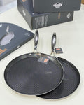UAKEEN Germany 28cm Triply Stainless Steel Flat Skillet Griddle Pan – Honeycomb Non-Stick