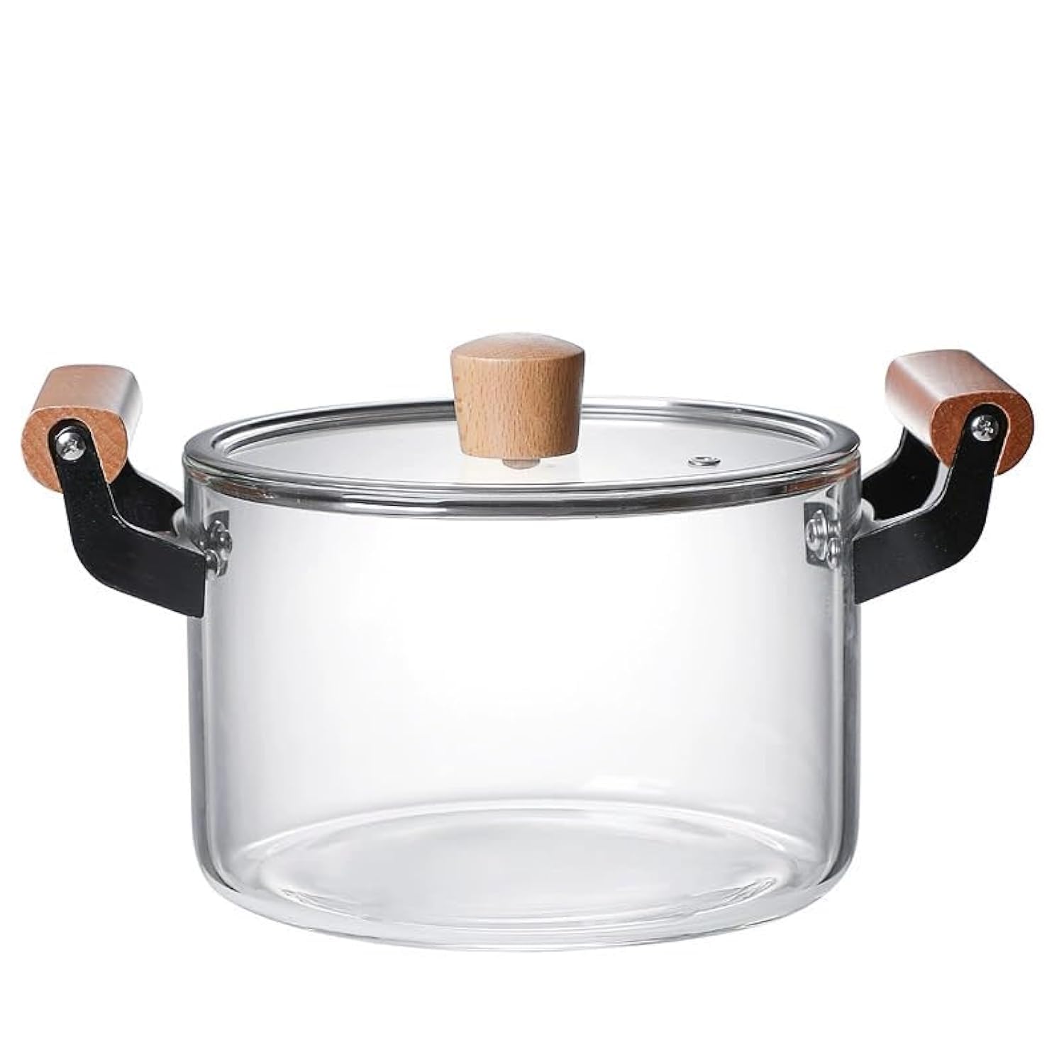 High Boron Borosilicate Glass Cookware Pot with Wooden Handles 2.5L