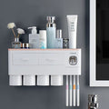 Automatic Toothpaste Dispenser with Storage Rack & Magnetic Cups