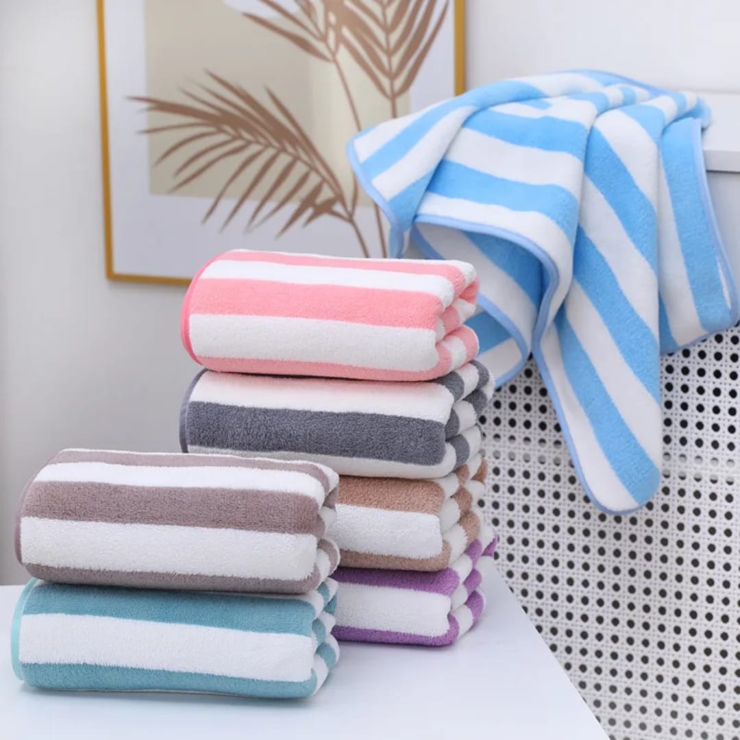 Striped Cotton Hand & Face Towel — Multiple Colours