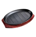 Cast Iron Oval Sizzler Plate with Wooden Base