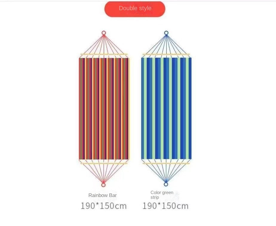 Striped Outdoor Hammock – Heavy Duty 2-Person Anti-Rollover