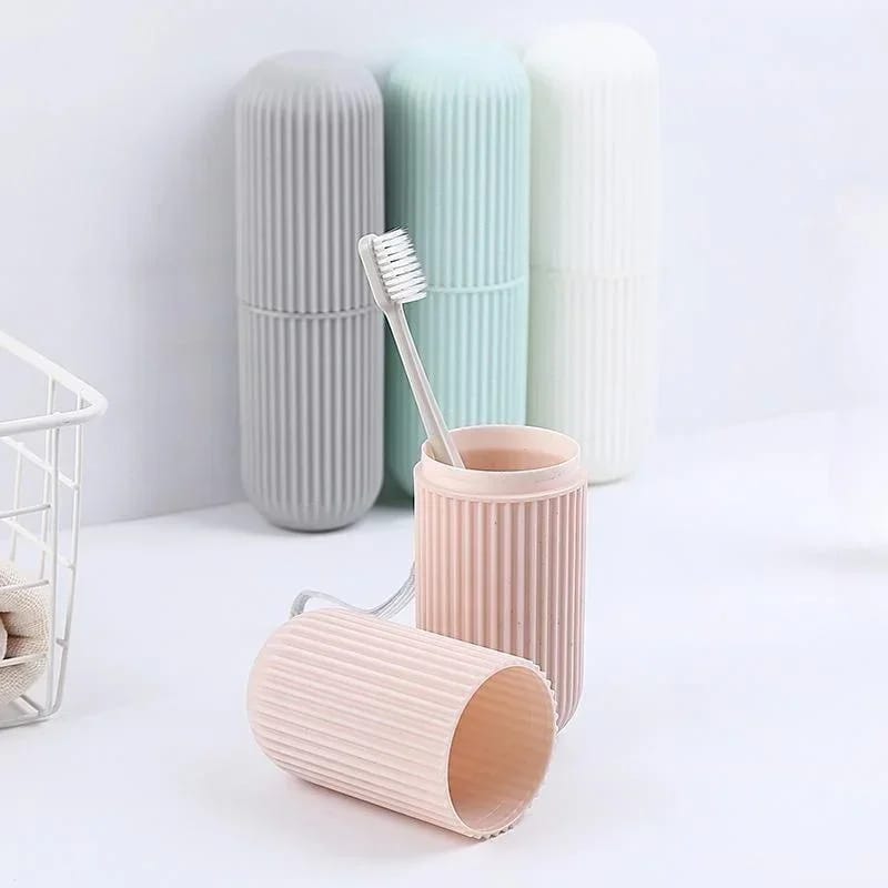 Portable Travel Toothbrush Holder Cup – 2-in-1 with Carry Strap