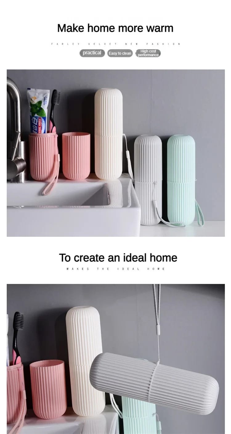 Portable Travel Toothbrush Holder Cup – 2-in-1 with Carry Strap