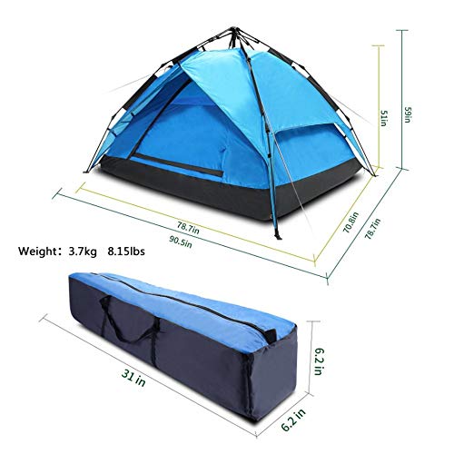 4-Person Waterproof Pop-Up Camping Tent with Carry Bag