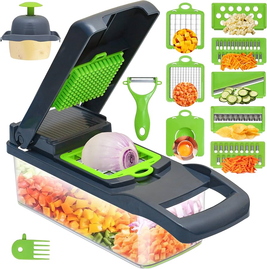 16-Piece Multifunctional Vegetable Cutter, Slicer, Dicer & Chopper