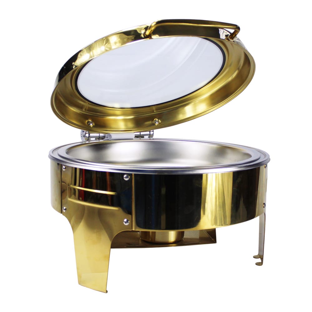 6L Golden Hydraulic Chafing Dish with Glass Lid