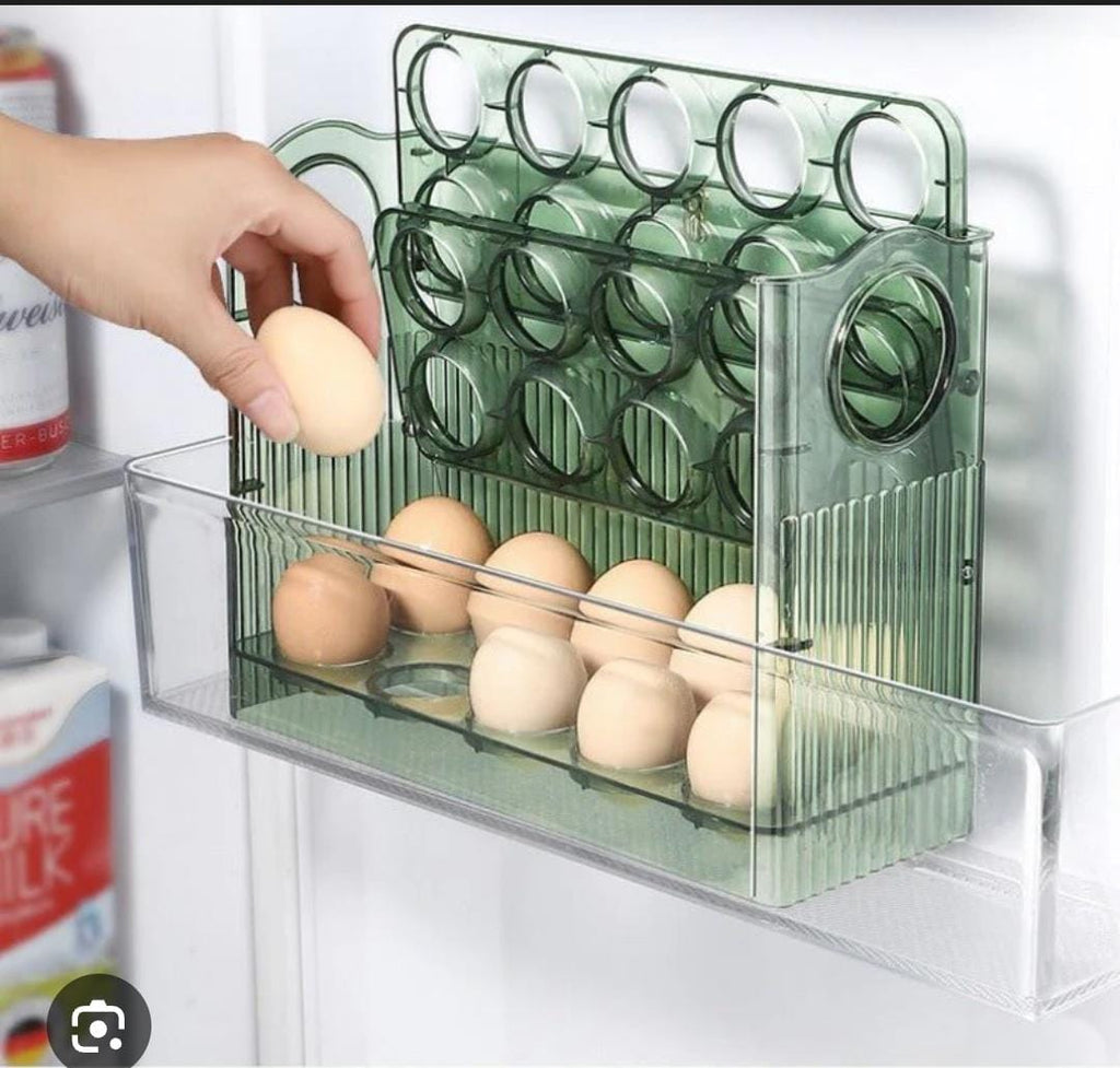 3-Layer Acrylic 30-Egg Fridge Storage Box with Auto-Rebound Flip