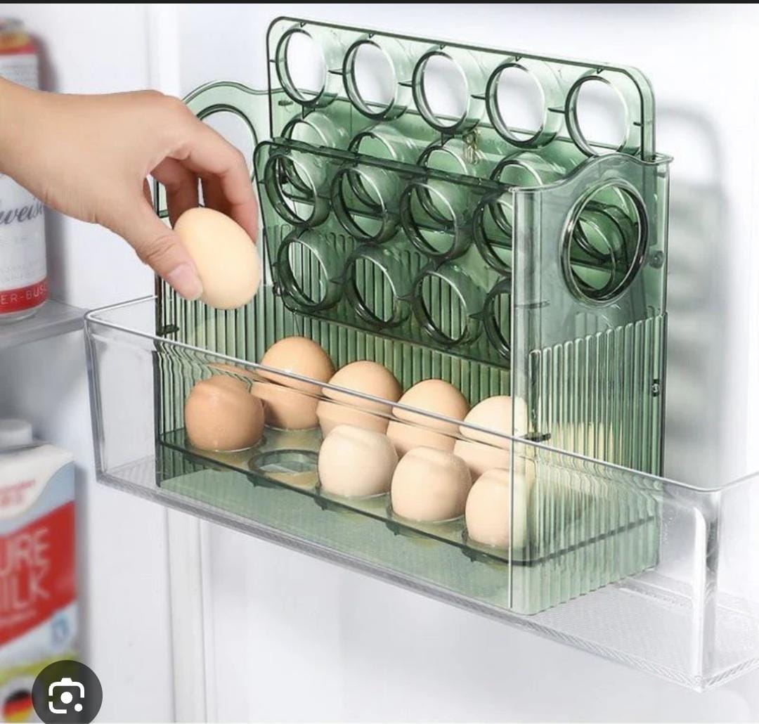 3-Layer Acrylic 30-Egg Fridge Storage Box with Auto-Rebound Flip
