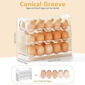 3-Layer Acrylic 30-Egg Fridge Storage Box with Auto-Rebound Flip