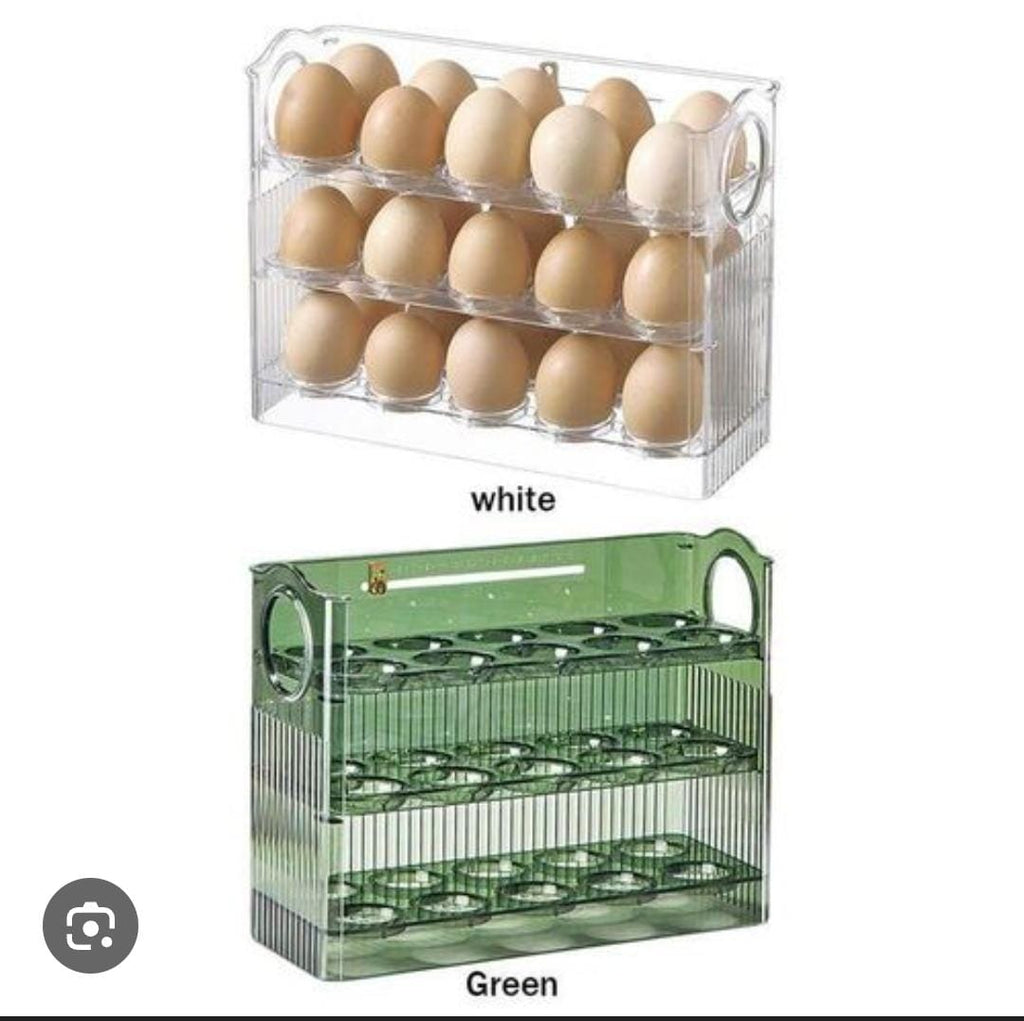 3-Layer Acrylic 30-Egg Fridge Storage Box with Auto-Rebound Flip