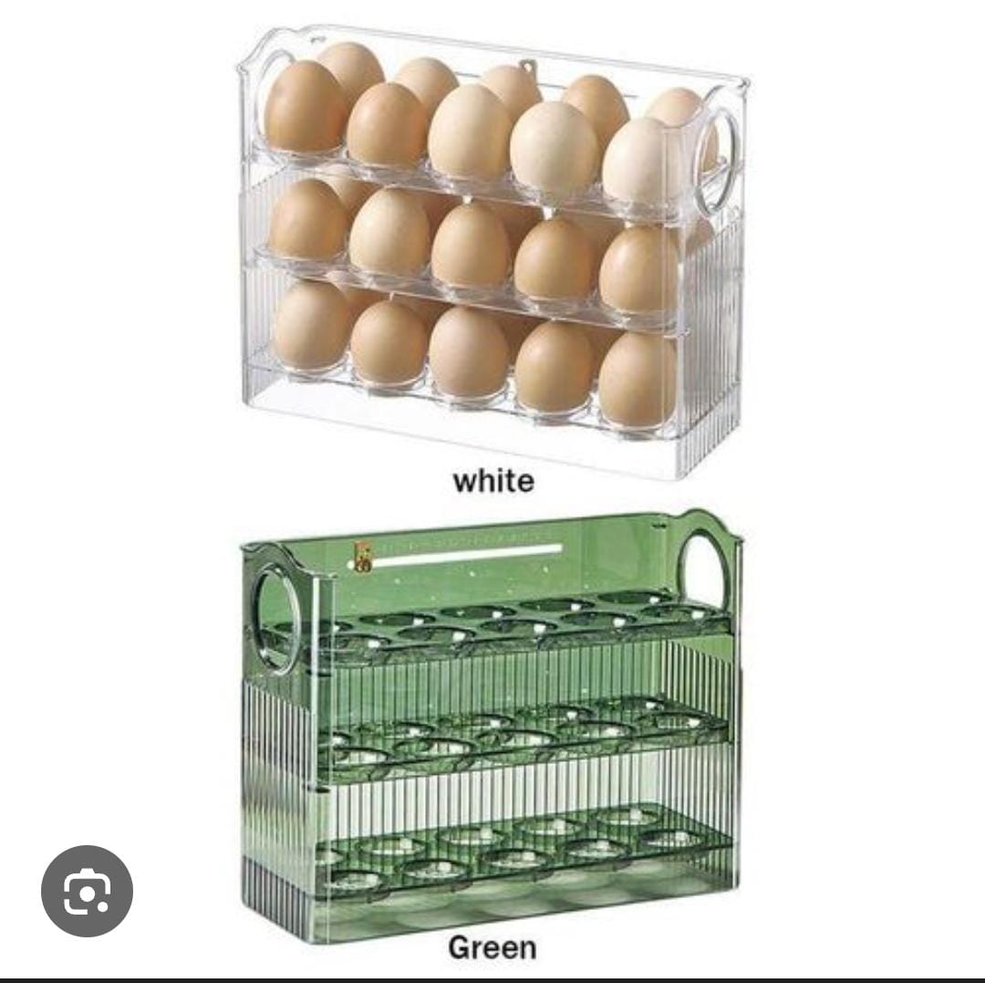 3-Layer Acrylic 30-Egg Fridge Storage Box with Auto-Rebound Flip
