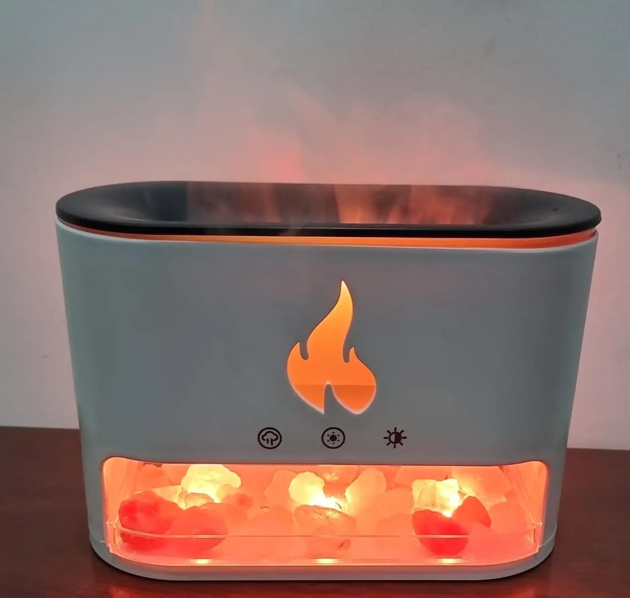 Salt Stone Fireplace Aroma Diffuser & Humidifier – 250ml with Flame Effect