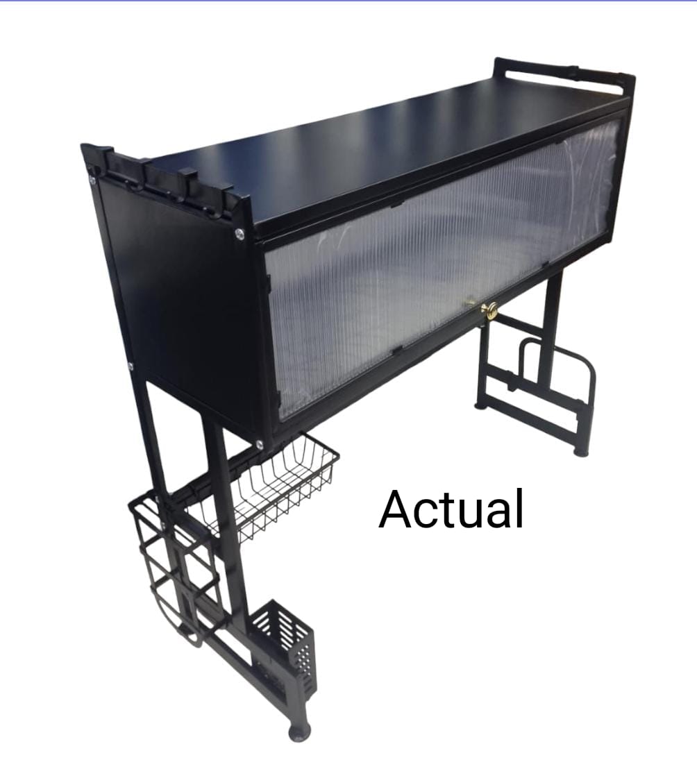 Heavy Duty Over The Sink Dish Rack with Closable Cabinet – Black