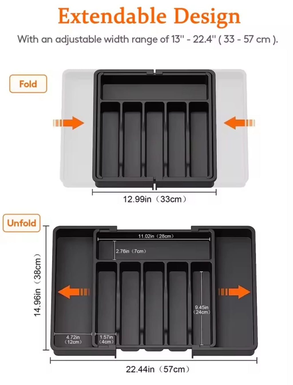 Expandable Cutlery Drawer Organizer – 8 Compartments, BPA Free