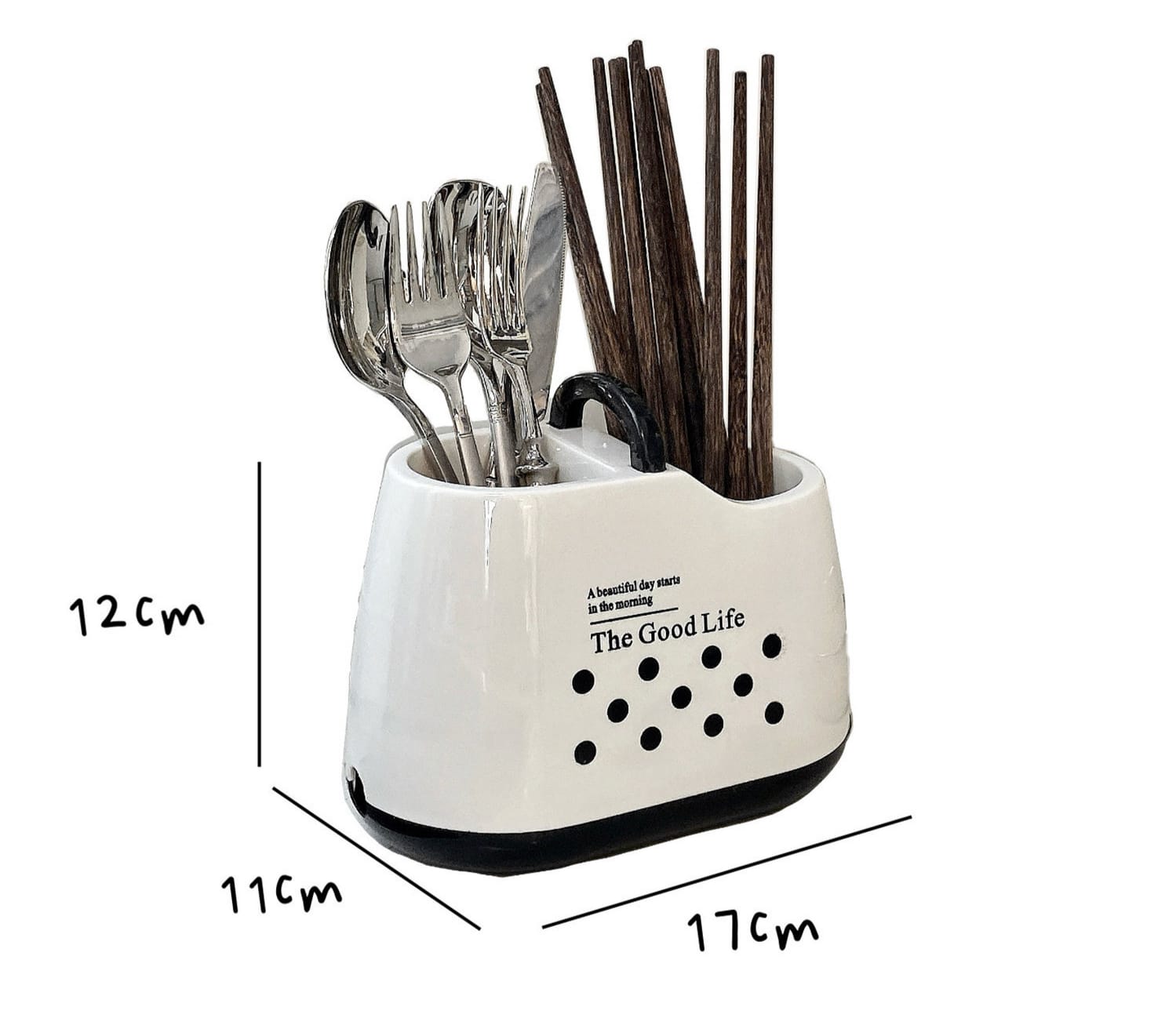 "The Good Life" Cutlery Drainer & Utensil Holder – 3-Compartment