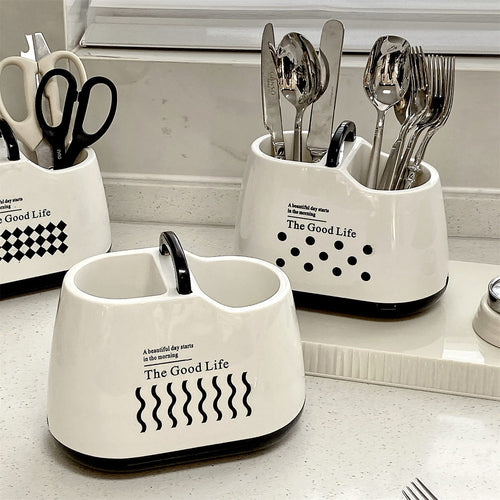 "The Good Life" Cutlery Drainer & Utensil Holder – 3-Compartment