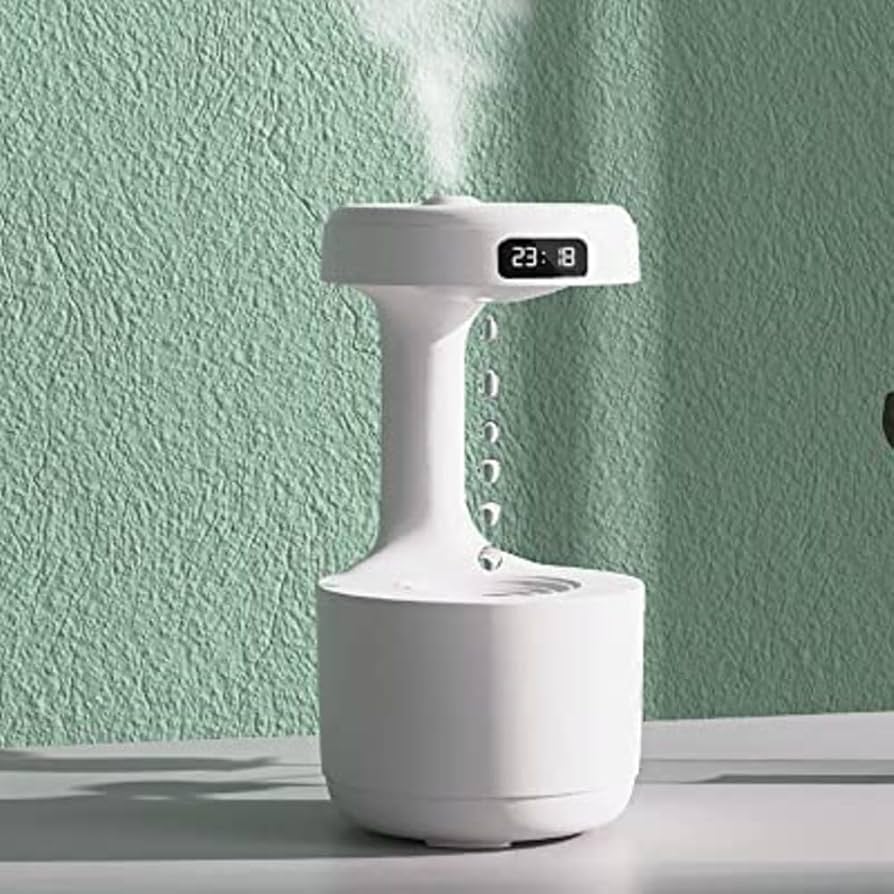 Anti-Gravity Water Droplets Humidifier with LED Clock Display