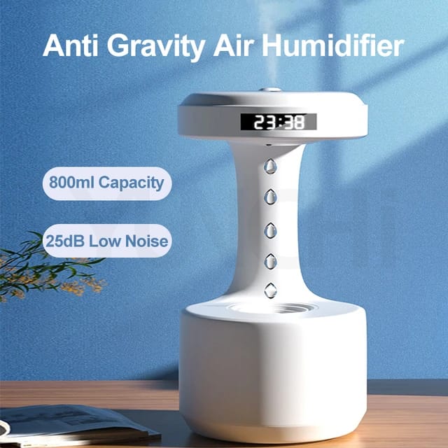 Anti-Gravity Water Droplets Humidifier with LED Clock Display