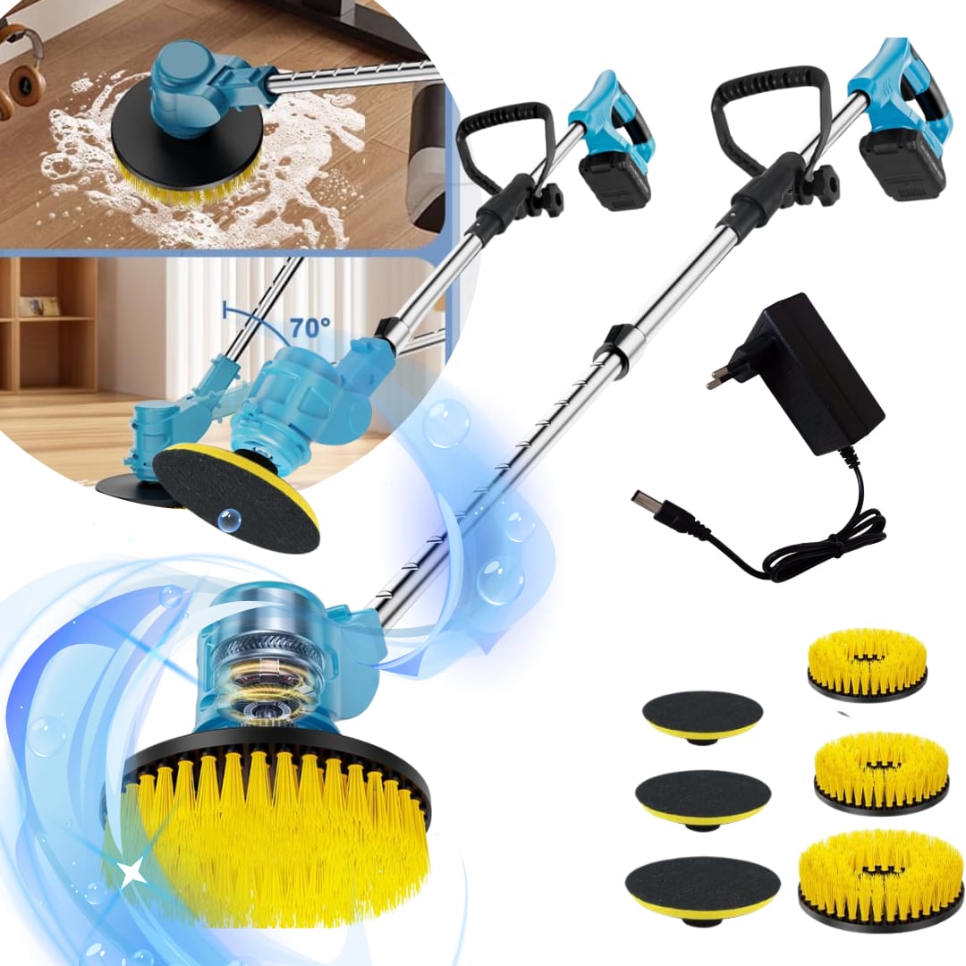 Extending Arm High Power Heavy Duty Rechargeable 3-in-1 Electric Spin Scrubber (3pc Brush Set)