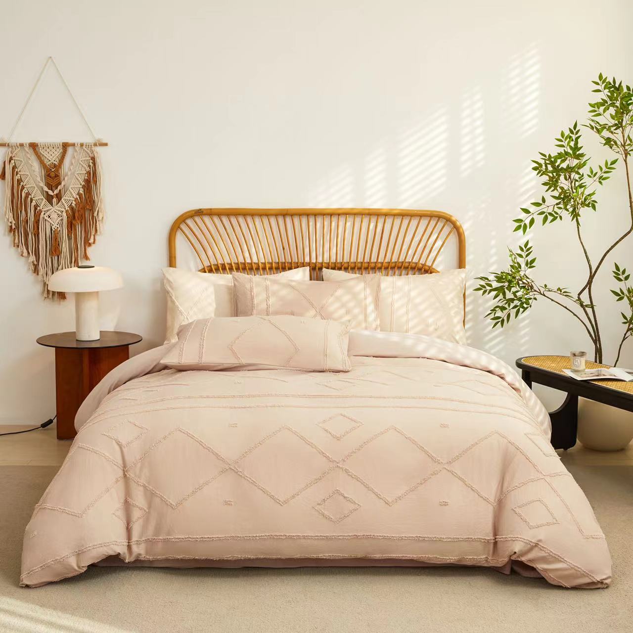 Tufted Duvet Cover Set – 4 Piece | Boho Textured Bedding | Duvet Cover + Bedsheet + 2 Pillowcases