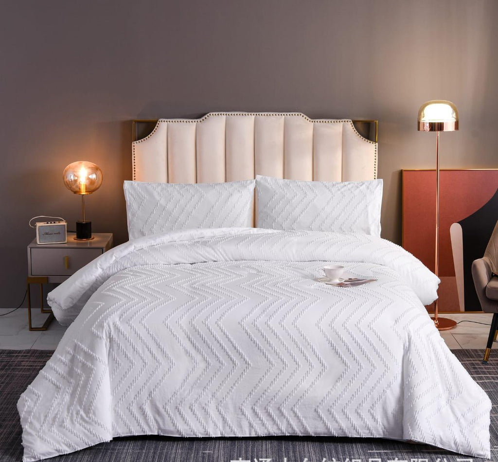 Tufted Duvet Cover Set – 4 Piece | Boho Textured Bedding | Duvet Cover + Bedsheet + 2 Pillowcases