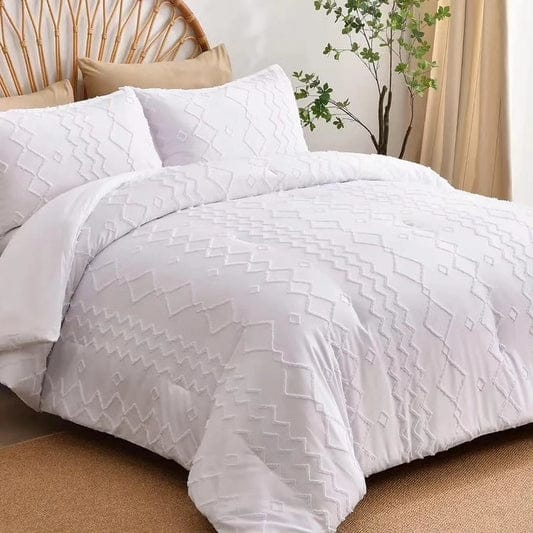 Tufted Duvet Cover Set – 4 Piece | Boho Textured Bedding | Duvet Cover + Bedsheet + 2 Pillowcases