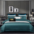 Satin Striped Duvet Cover Set – 7ft x 8ft | 1 Bedsheet + 2 Pillowcases | 7 Colours