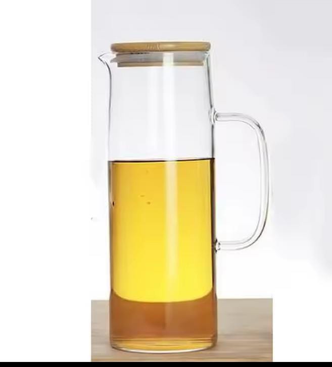 Heat Resistant Borosilicate Glass Jug 1.2L with Bamboo Lid