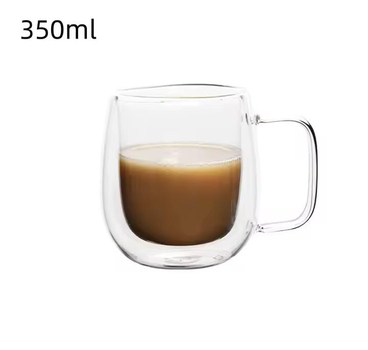 Borosilicate Double Wall Glass Mug 350ml – Heat Resistant