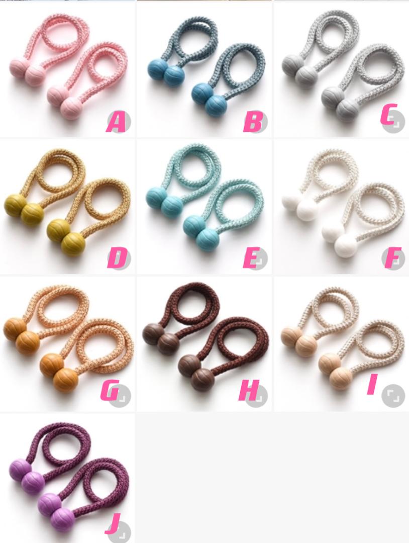 Magnetic Rope Ball Curtain Tie Backs & Holders – Pair, 10 Colours Available