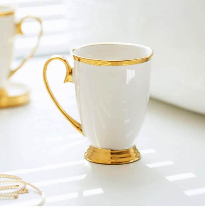 350ml Gold Rim Conical Ceramic Mug