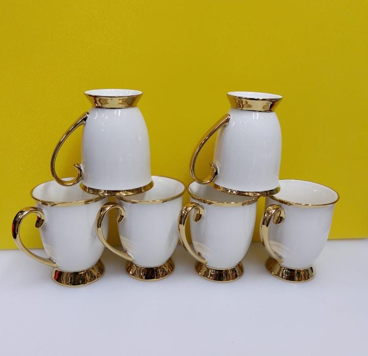 350ml Gold Rim Conical Ceramic Mug