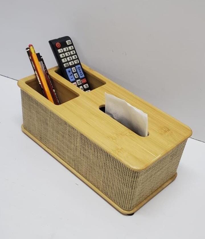 High-Grade Modern Rattan 3-in-1 Tissue Box, Remote Control & Stationery Holder