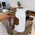 Premium Elegant Vacuum Flask 1L – Hot 12hrs, Cold 24hrs, Wood-Effect Handle