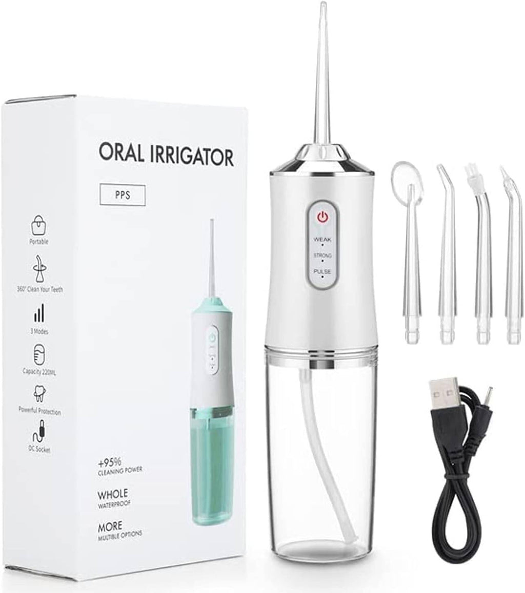 Rechargeable Portable Oral Irrigator – 3 Modes, 4 Nozzles, 220ml Tank, USB Charge