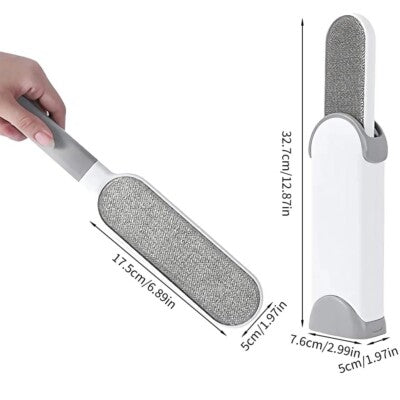 2-Sided Lint & Pet Hair Remover Brush with Self-Cleaning Pocket Base