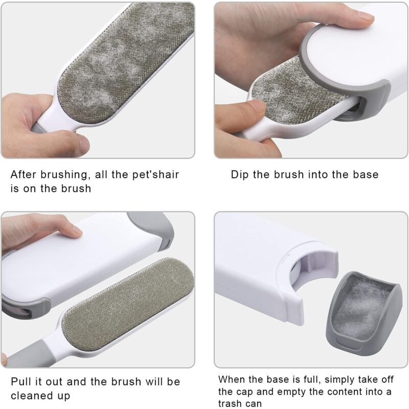 2-Sided Lint & Pet Hair Remover Brush with Self-Cleaning Pocket Base