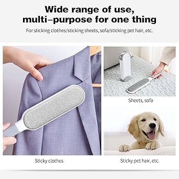 2-Sided Lint & Pet Hair Remover Brush with Self-Cleaning Pocket Base