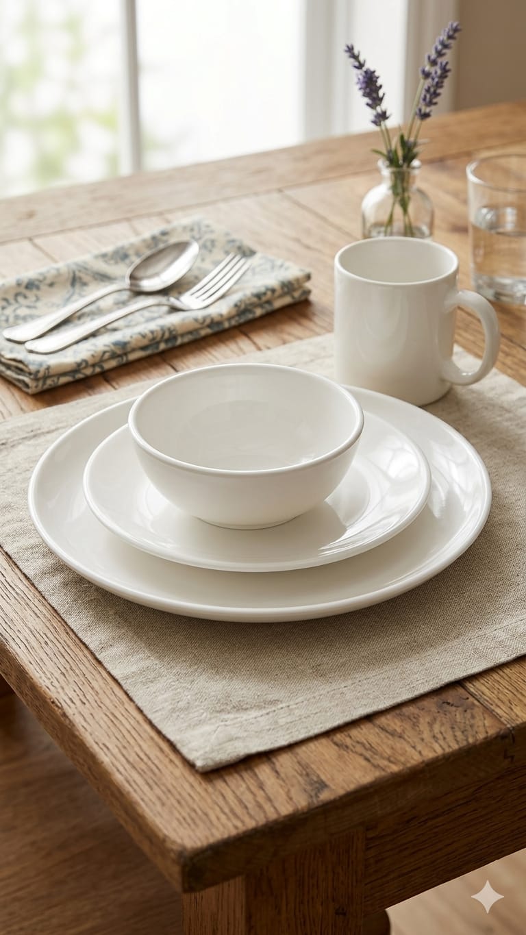 24-Piece White Ceramic Dinner Set with Pedestal Bowls