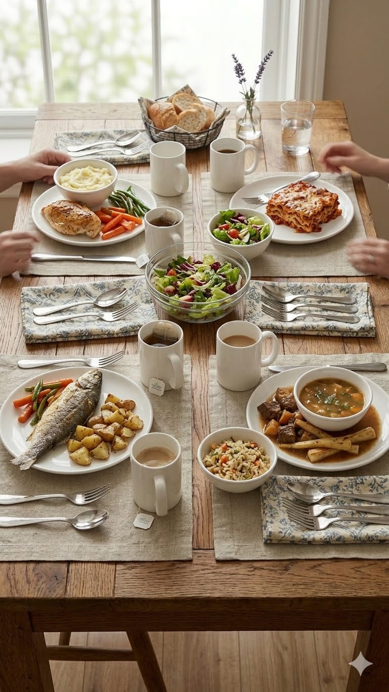 24-Piece White Ceramic Dinner Set with Pedestal Bowls