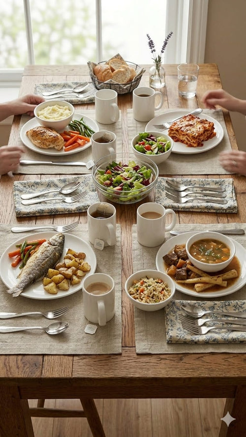 24-Piece White Ceramic Dinner Set with Pedestal Bowls