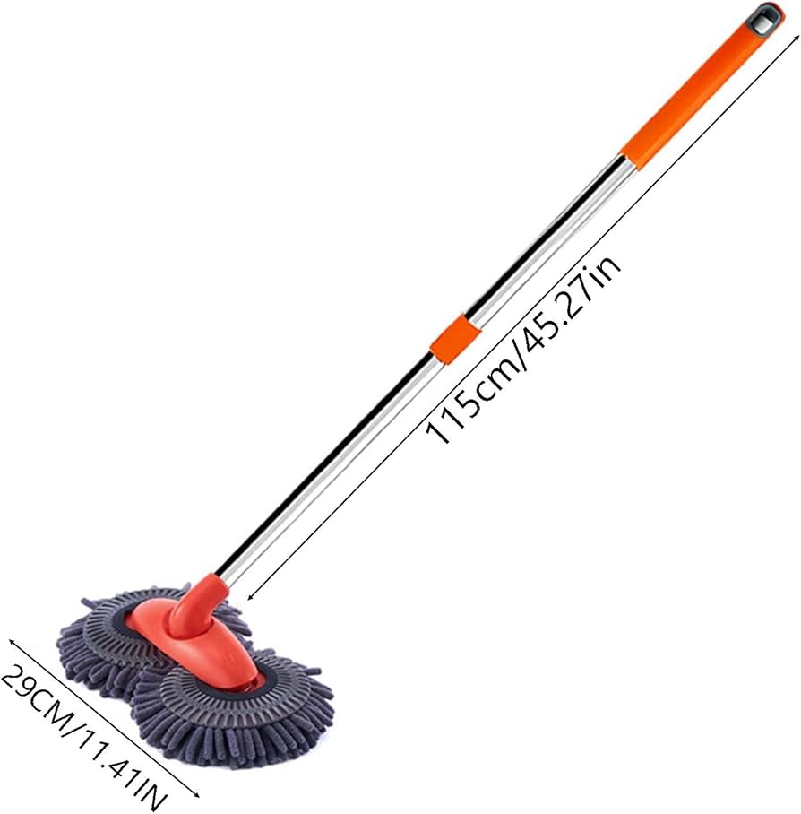 115cm Long Car Wash Twin Mop with Telescopic Handle & Free Microfiber Towel